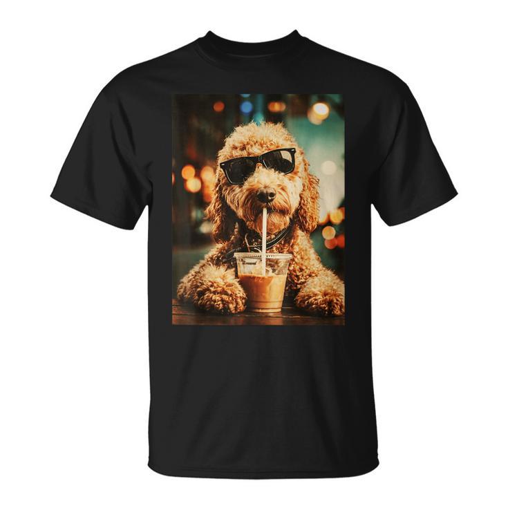 Golden Doodle Iced Coffee Dog Mom Doodle Lover Vintage T-Shirt