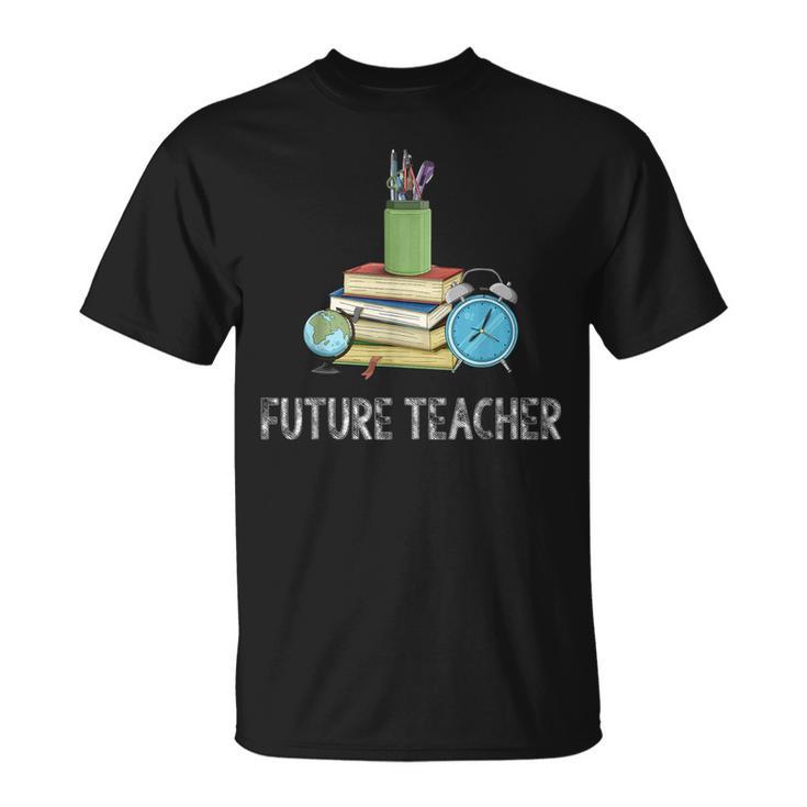 Future Teacher School Teaching Educator Colorful Books Men Women T-Shirt