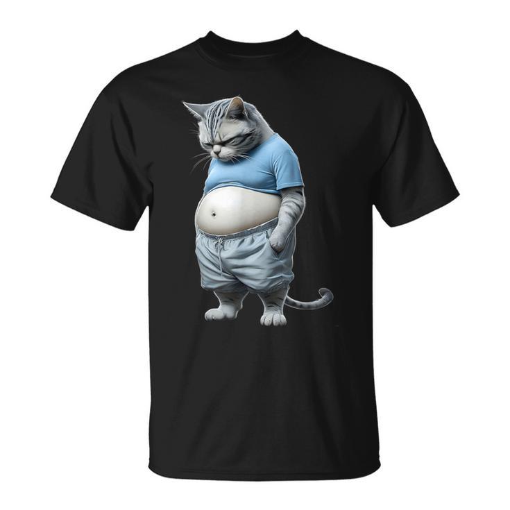Gato Gordito Gordito Gato En Ropa Deportivaentirse Abajo Animal Camiseta unisex