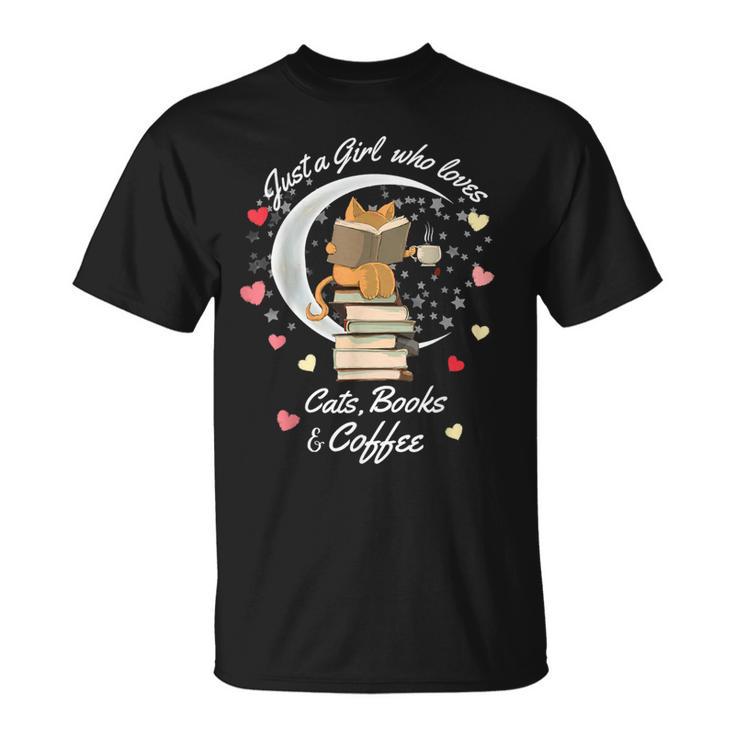 Only a Girl The Cat Books T-Shirt Only a Girl The Cat Books T-Shirt