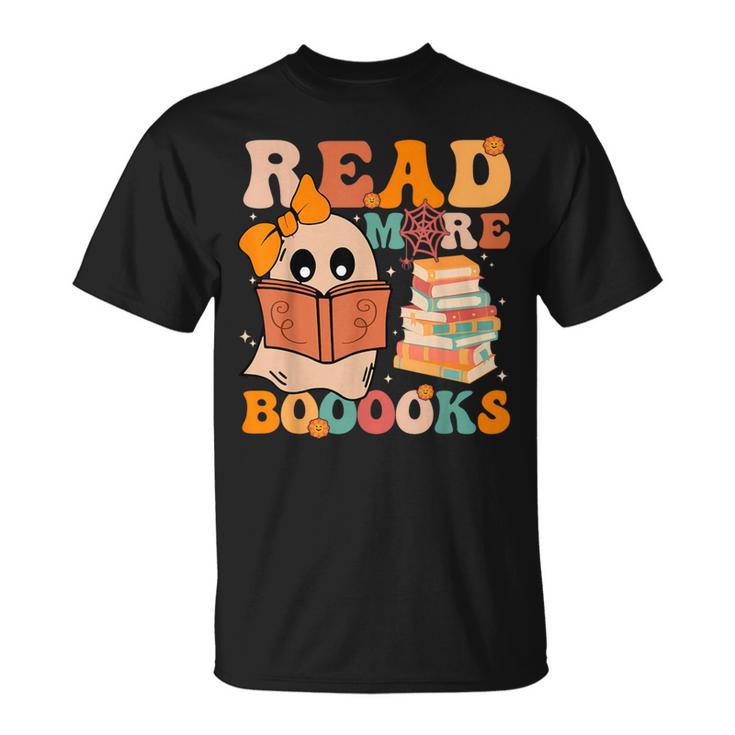 Groovy Booooks Ghost Read More Books Teacher Halloween Men Women Kids T-Shirt