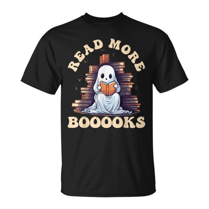 Groovy Read More Books Cute Ghost Teacher Halloween T-Shirt