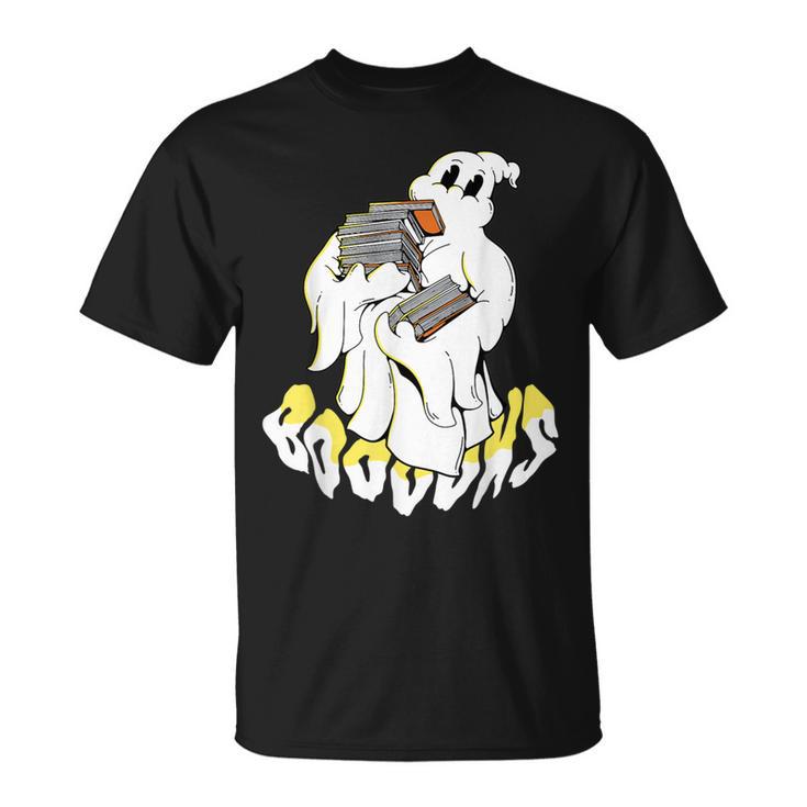 Halloween Books Cute Ghost Reading Booooks Teacher T-Shirt