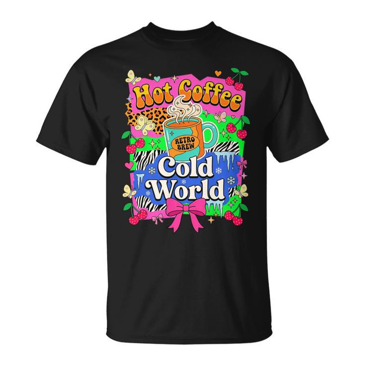 Hot Coffee Cold World レトロ コケット リボン グラフィック 長袖tシャツ Tシャツ