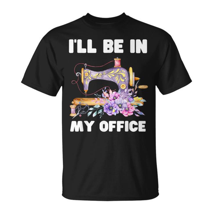 I'll Be In My Office おもしろヴィンテージフローラルミシン Tシャツ