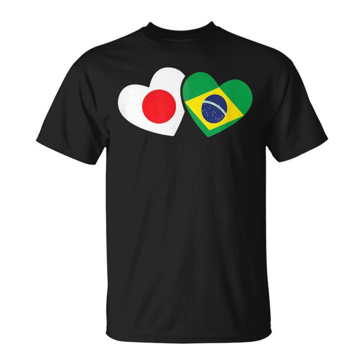 Japanese Flag Brazilian Flag Heart 日系ブラジルブラジル国旗日本国旗 Tシャツ