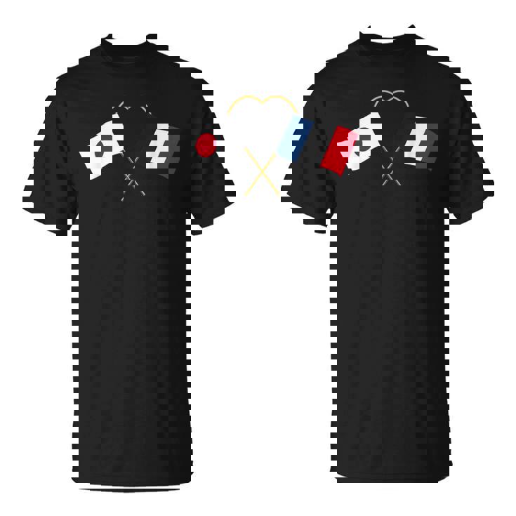 Japanese Flag France Flag フランス遺産 フランスのルーツ 日本の国旗 フランスの国旗 Tシャツ