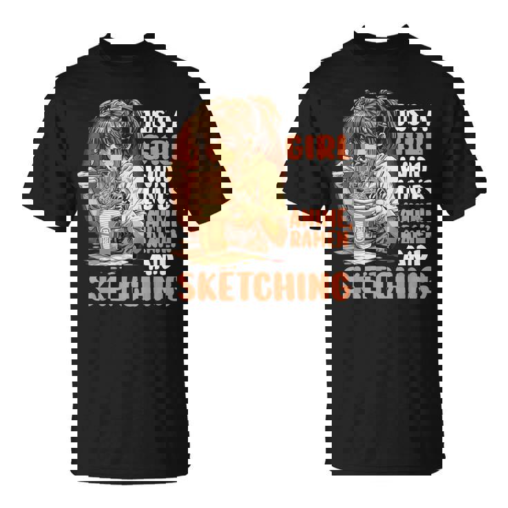 Just A Girl Who Loves Anime Ramen Andketching Anime Manga Tシャツ