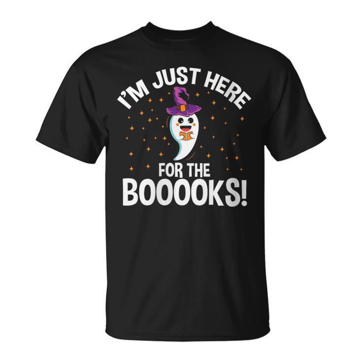 Just Here For The Boooks Ghost Teacher Halloween Book Lover T-Shirt