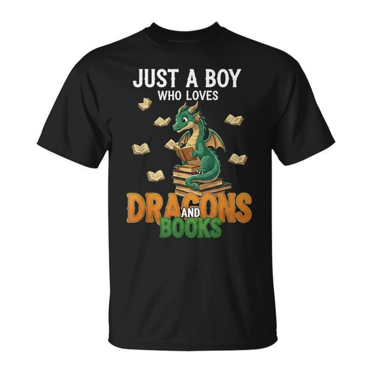 Just a Boy Who Loves Dragons And Books Reading Dragon T-Shirt