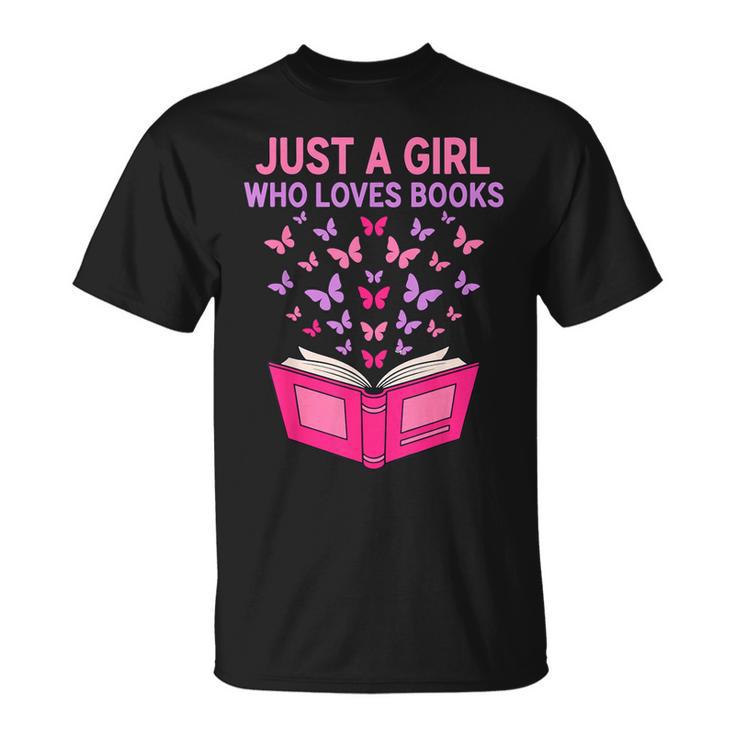 Just A Girl Who Loves Books Butterflies Reading T-Shirt