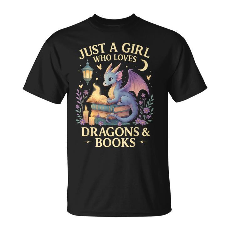 Just a Girl Who Loves Cute Dragons And Books T-Shirt