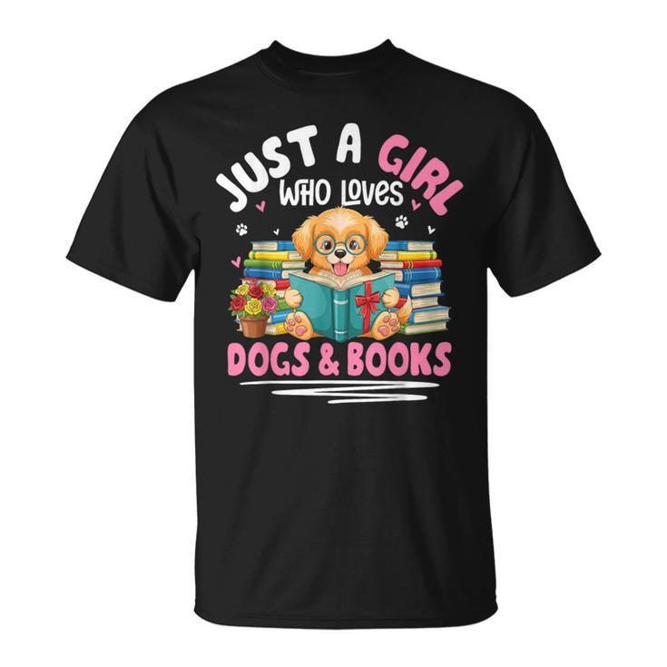 Just a Girl Who Loves Dogs & Books Dog Reading T-Shirt