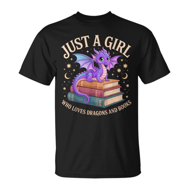 Just A Girl Who Loves Dragons And Books Cute Fantasy T-Shirt