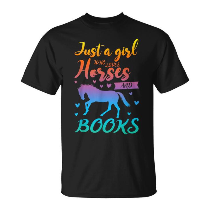 Just a Girl Who Loves Horses And Books Book Lover T-Shirt