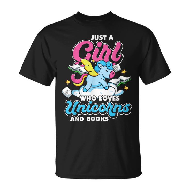 Just A Girl Who Loves Unicorns And Books Animal Reading T-Shirt