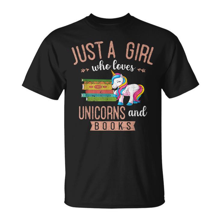 Just A Girl Who Loves Unicorns And Books Women Reading T-Shirt