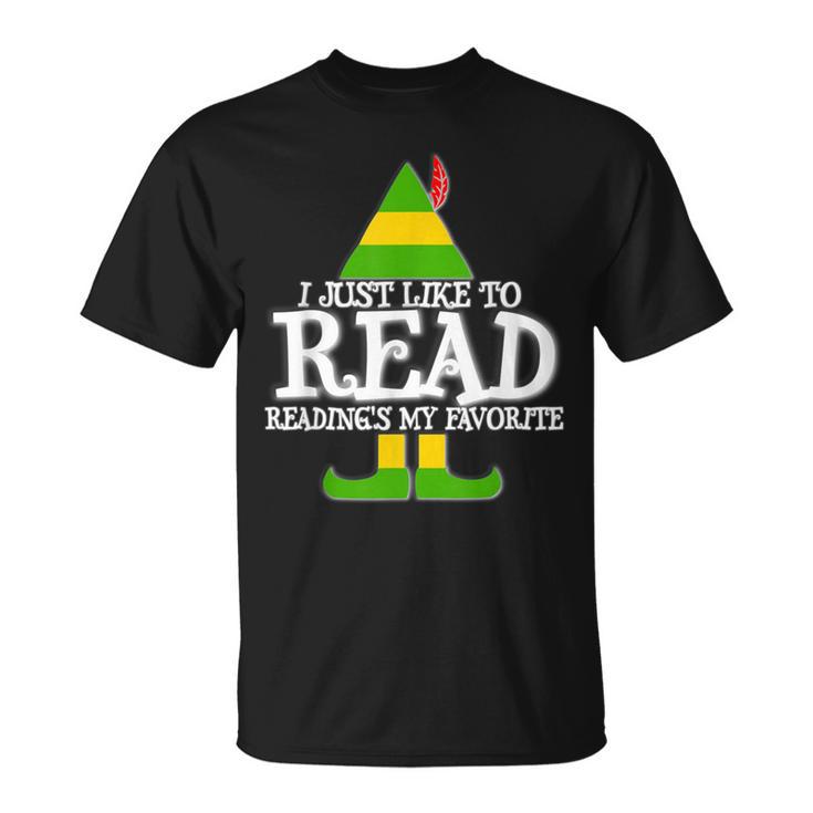 I Just Like To Read READING ELF Book Lover Christmas Holiday T-Shirt
