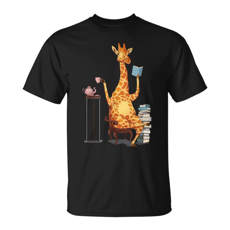 Kawaii Cute Giraffes Books And Tea Women's T-Shirt