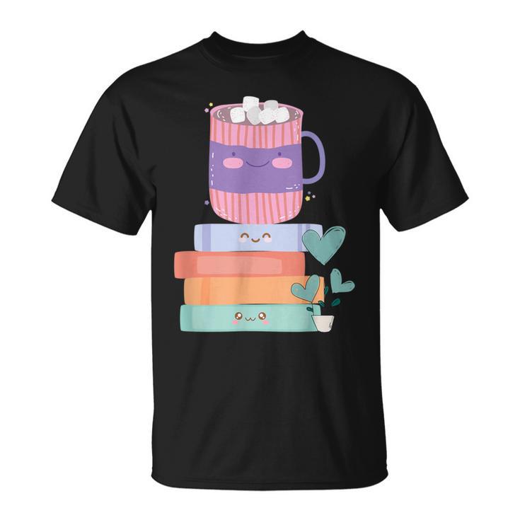 Kawaii Pastel Goth Cute Hot Chocolate Book Lover Anime Art T-Shirt