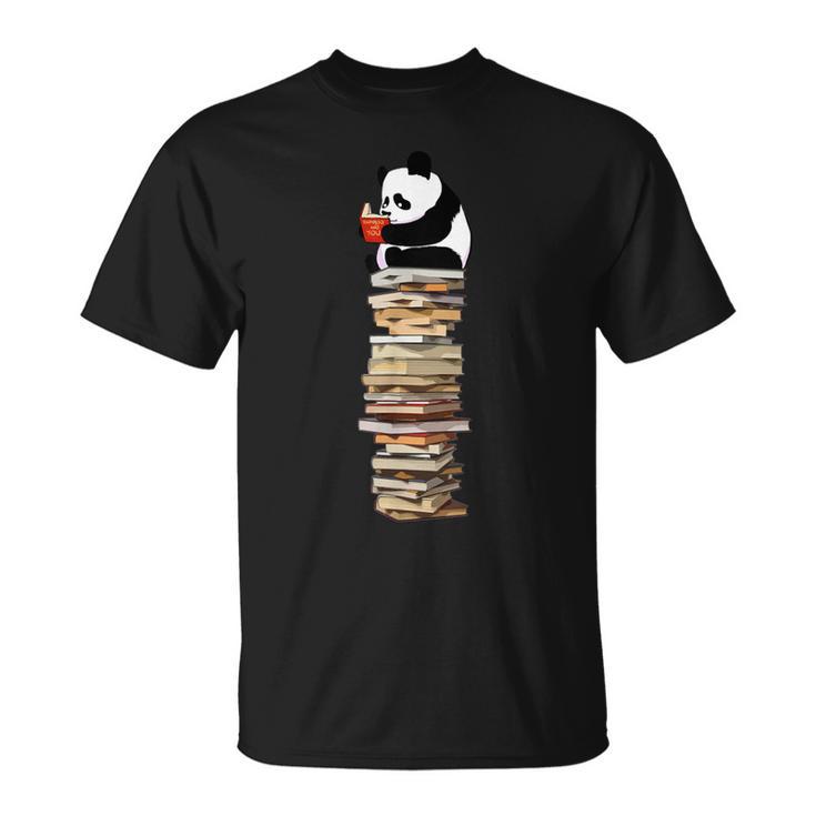 Kawaii Reading Books And Tea Panda T-Shirt