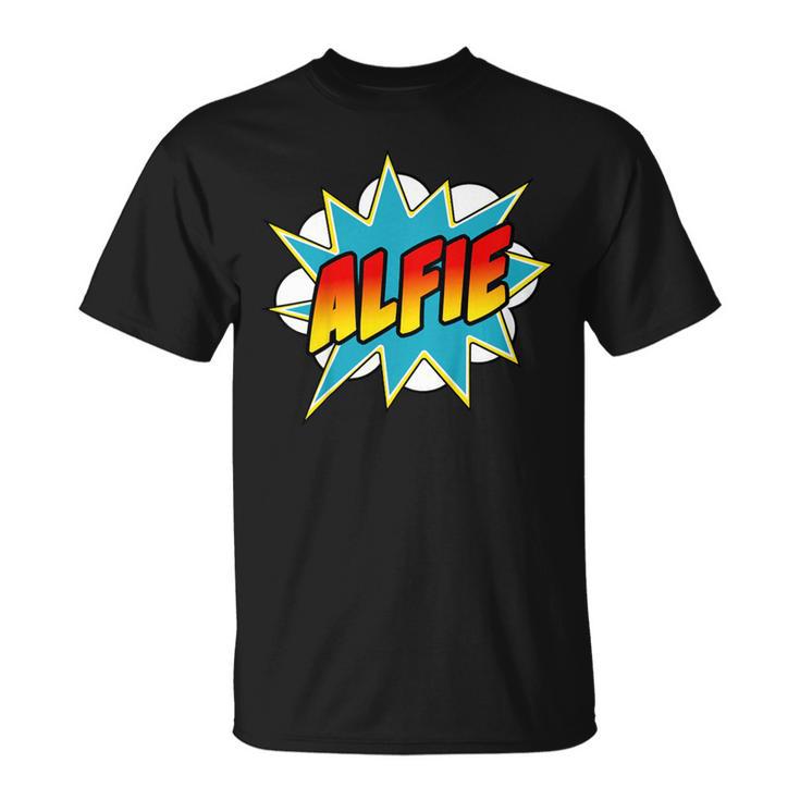 Kids Boys Alfie Name Comic Book Superhero T-Shirt
