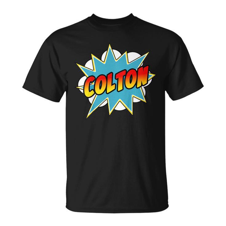 Kids Boys Colton Comic Book Superhero Name T-Shirt
