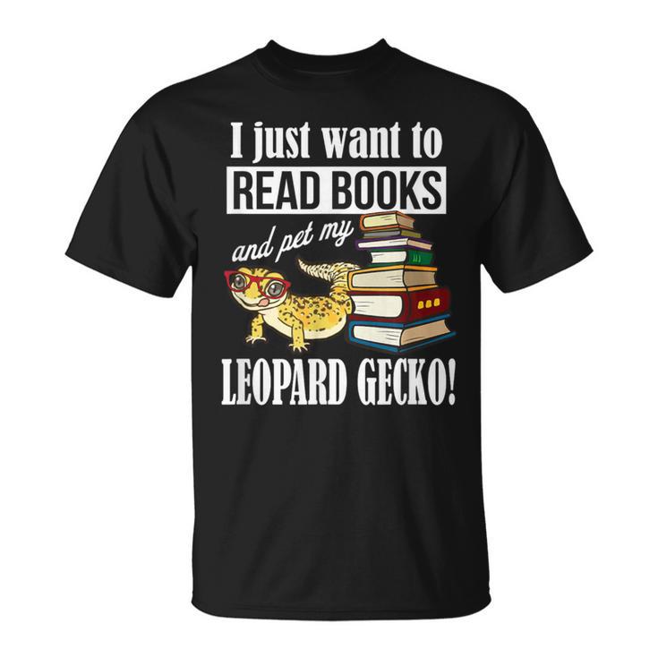 Kids Boys Girls Reptile Read Books Pet Leopard Gecko Lover T-Shirt