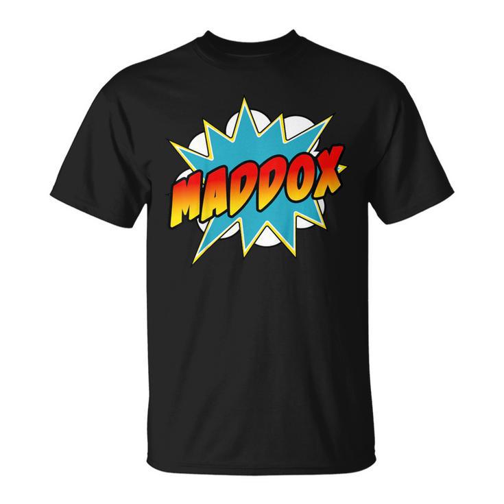 Kids Boys Maddox Name Comic Book Superhero T-Shirt