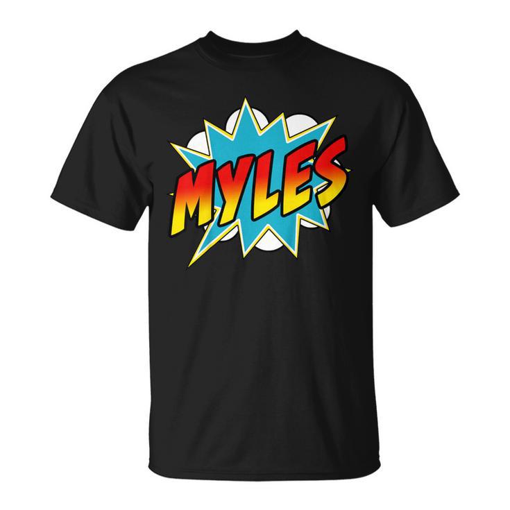Kids Boys Myles Name Superhero Comic Book T-Shirt