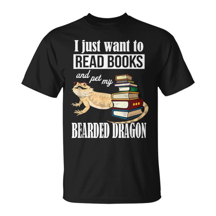 Kids Tiny Dinosaur Read Books & Pet My Bearded Dragon Lover T-Shirt