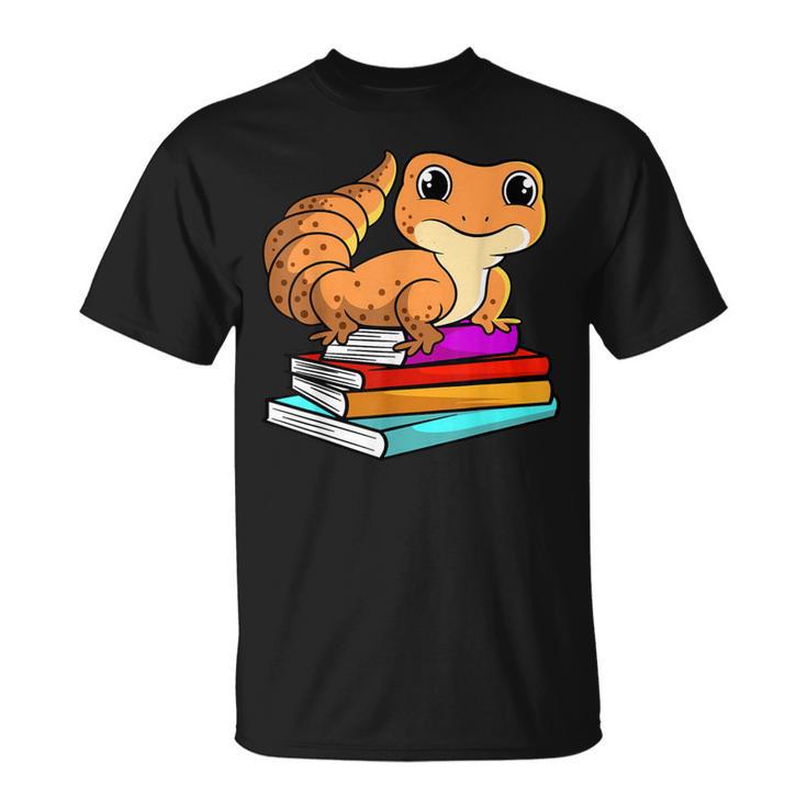 Leopard Gecko With Book Lizard Reptile Lover T-Shirt