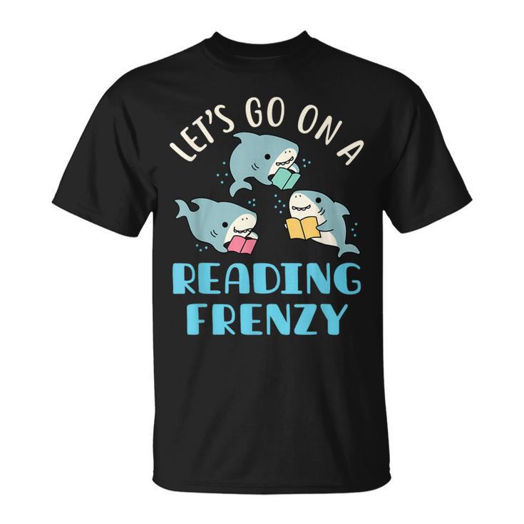 Let's Go On a Reading Frenzy Sharks With Books Teacher T-Shirt