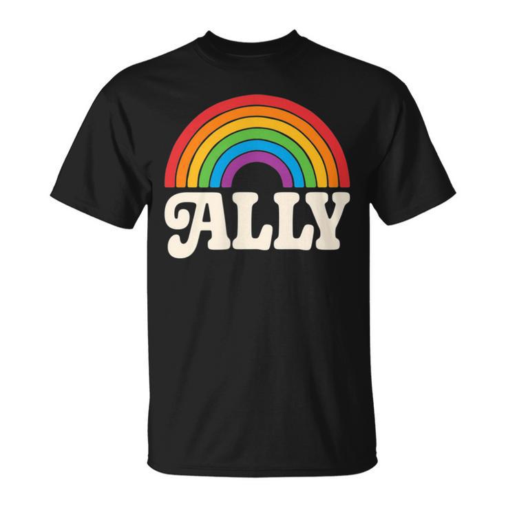 Lgbtq Ally Pocket Retrointage Gay Pride Lgbt Rainbow Flag Tシャツ