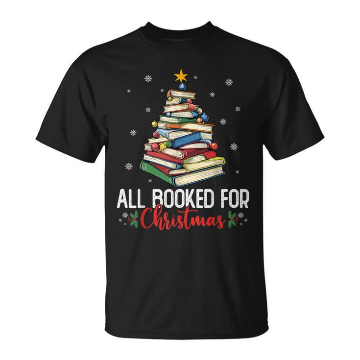 Librarian Book Lover Men Women Kids All Booked For Christmas T-Shirt