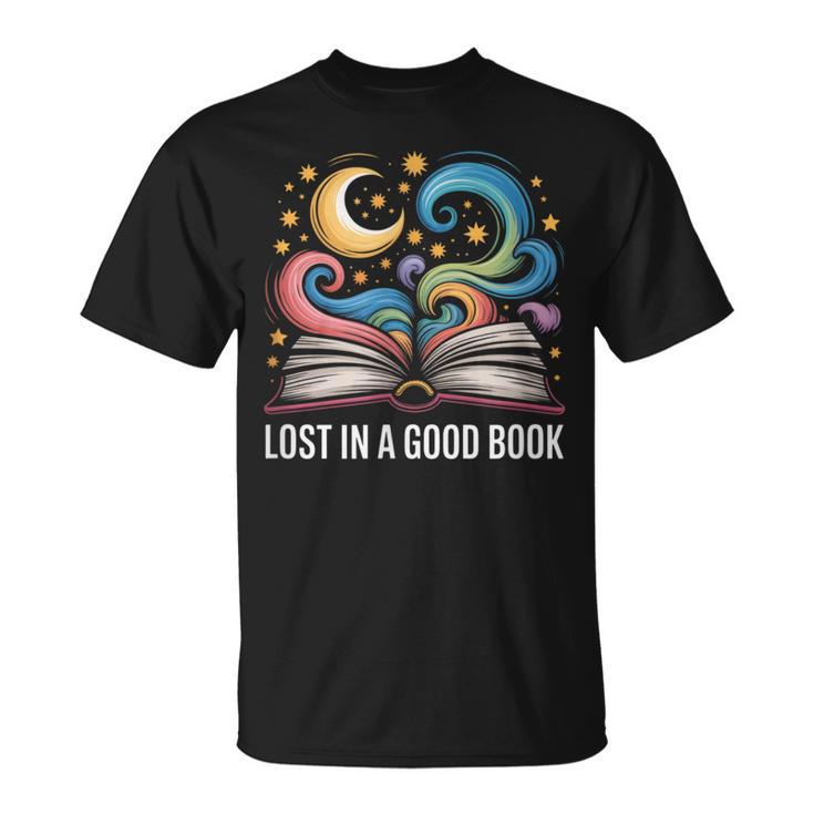 Lost In A Good Book Moon And Stars Fantasy BookTok T-Shirt