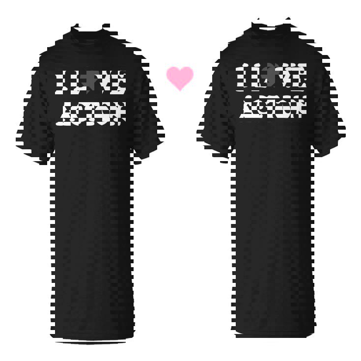 I Love Acton マッチング ガールフレンド&ボーイフレンド アクトン名 長袖tシャツ Tシャツ