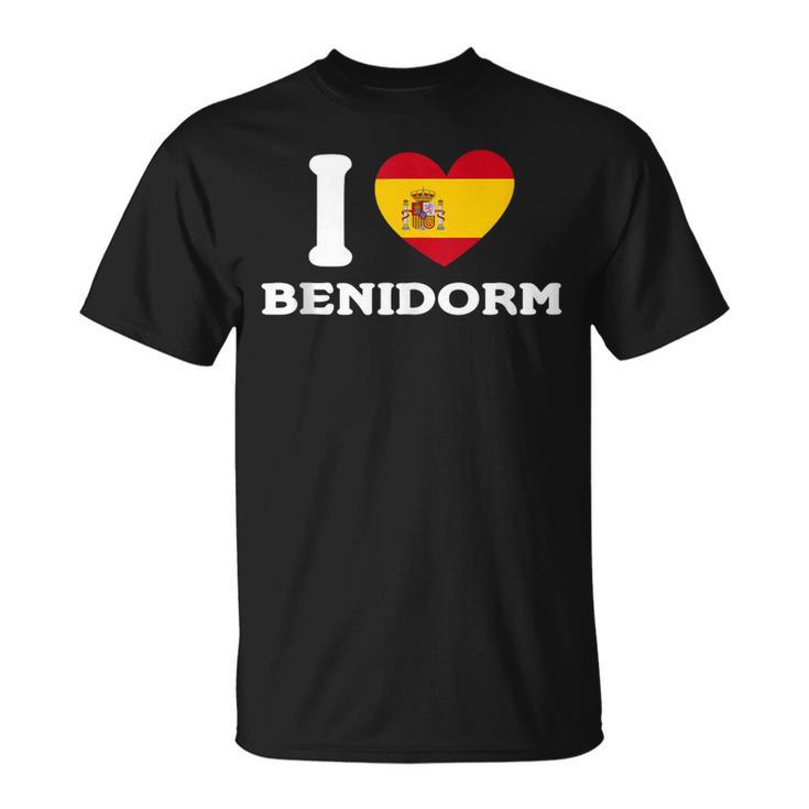 I Love Benidorm Bandera De Corazón De España In Mangas Camiseta unisex