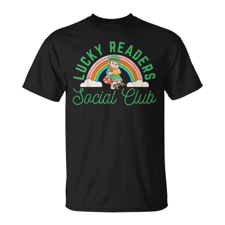 Lucky Readers Social Club Leprechaun St Patricks Book Lover T-Shirt