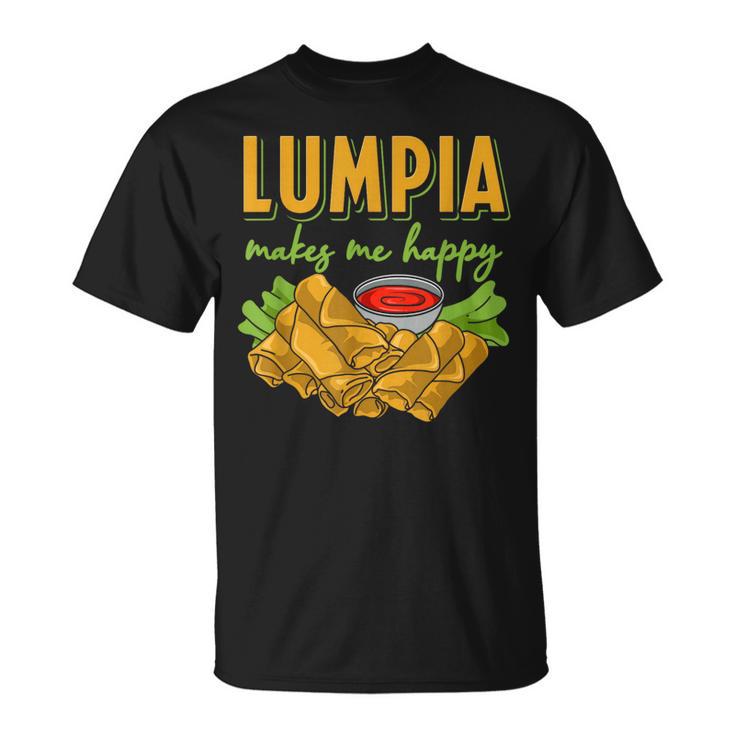 Lumpia Makes Me Happyルンピアは私を幸せにする フィリピンの春巻き 料理 食べ物 Tシャツ