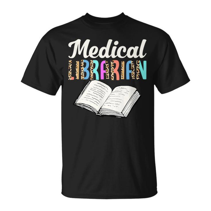 Medical Librarian Leopard Print Library Book Graphic T-Shirt