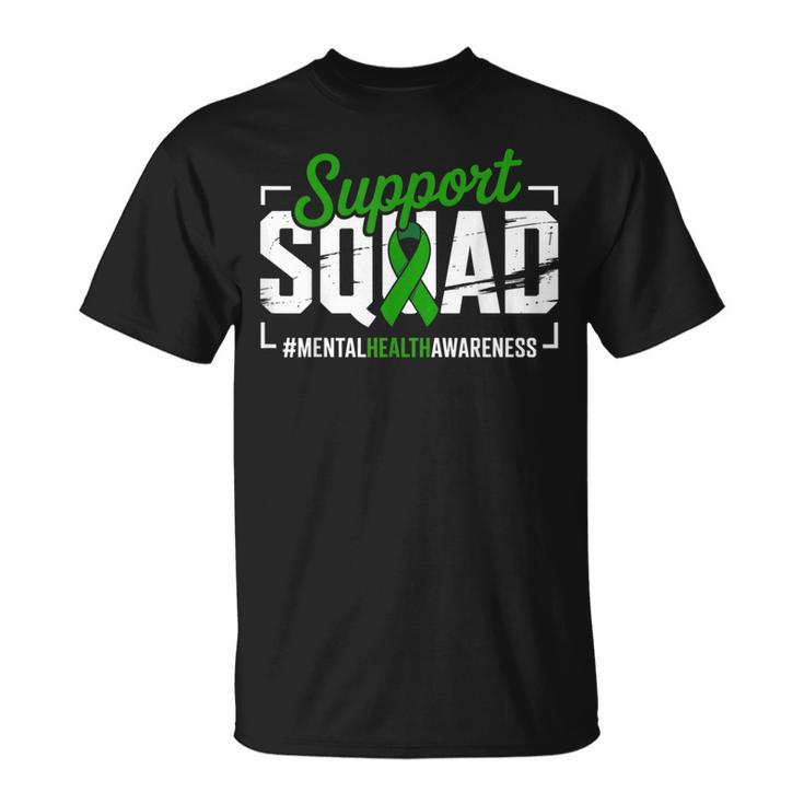 Mental Health Awareness Green Ribbon Support Squad T-Shirt