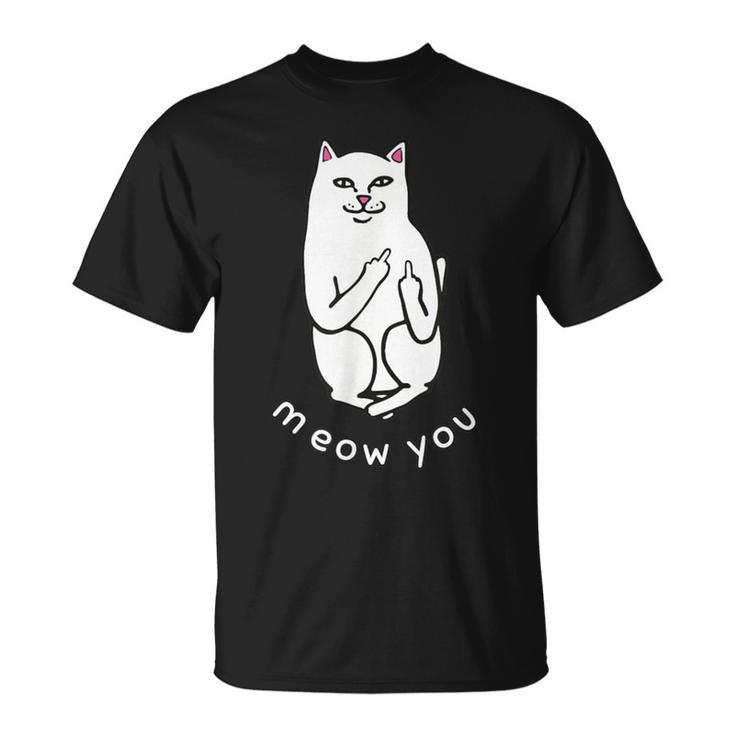 Meow You Cat Moody Cat 中指 猫好き Tシャツ