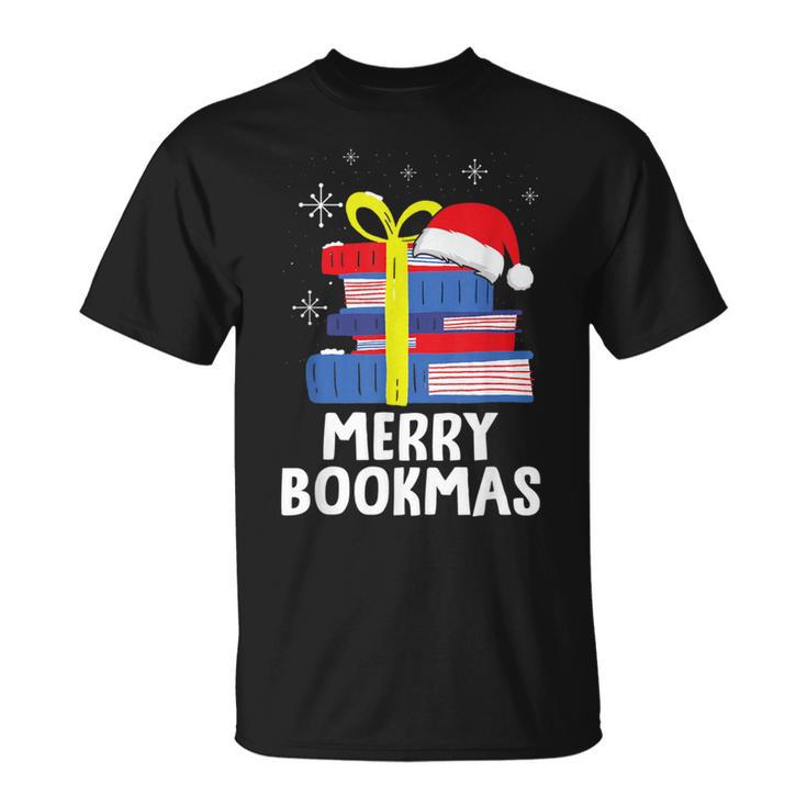 Merry Bookmas Christmas Bookworm Xmas Book Lover Reading T-Shirt