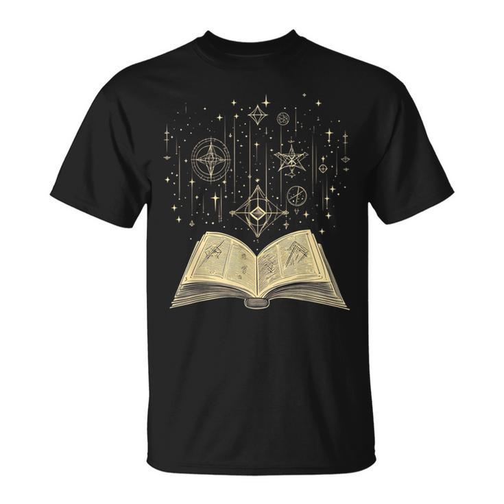 Mystic Astral Lunar Celestial Witch Spell Book T-Shirt