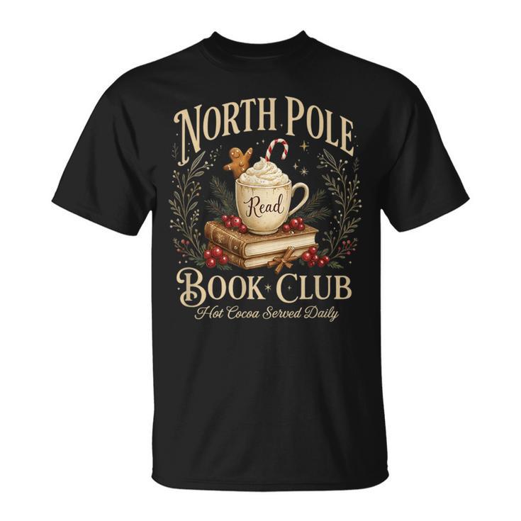 North Pole Book Club Christmas Reading Hot Cocoa Graphic T-Shirt