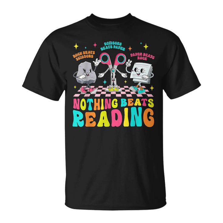 Nothing Beats Reading Cute Rock Paper Scissors Book Lover T-Shirt
