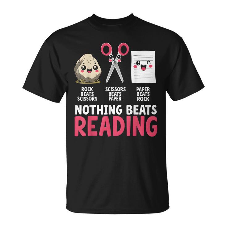 Nothing Beats Reading Rock Paper Scissors Book Lover Library T-Shirt