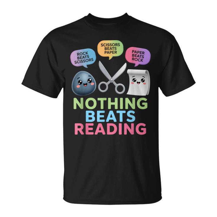 Nothing Beats Reading Rock Paper Scissors Game Book Lover T-Shirt