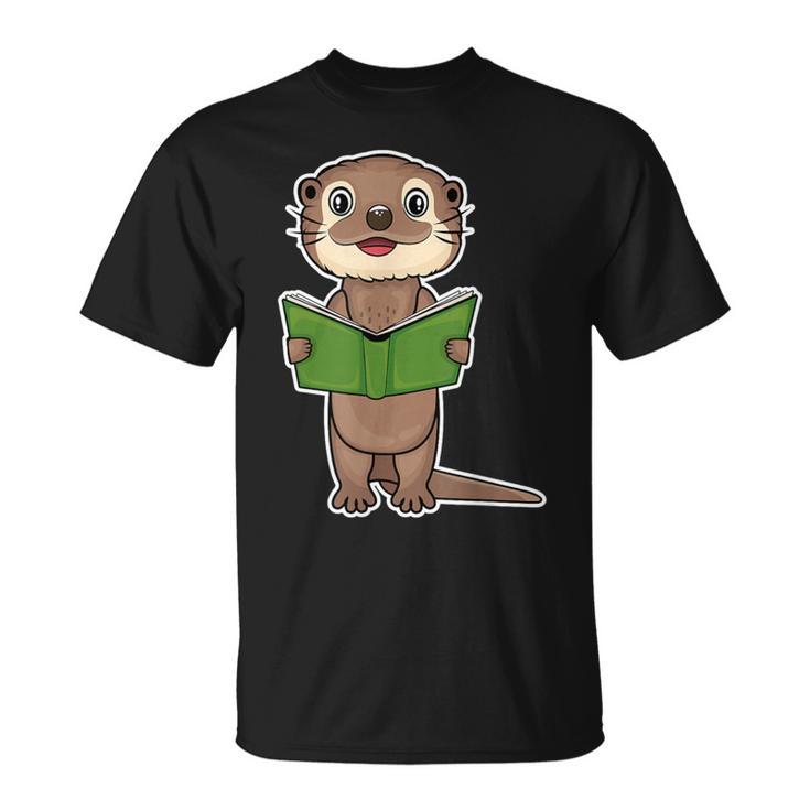 Otter Book Reading Bookaholics Sea Otter Lover T-Shirt